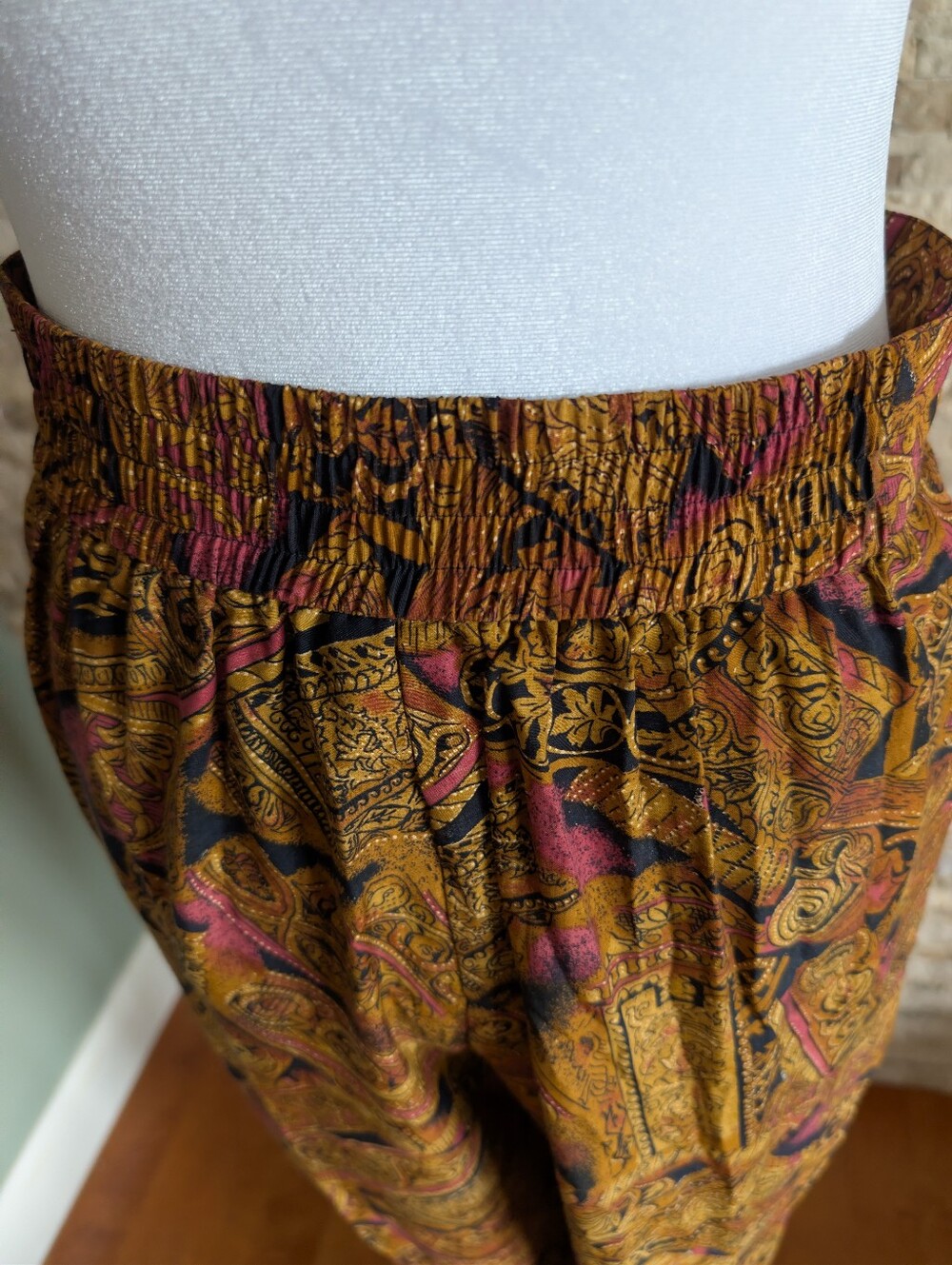 Vintage Maximalist High Waisted Baroque Print Trousers Mob Wife Sz 10 Medium - Picture 5 of 15